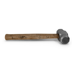 Old Sledgehammer with Wooden Handle Isolated on Transparent Background