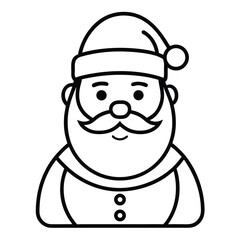 Simple line art of santa claus face and shoulders