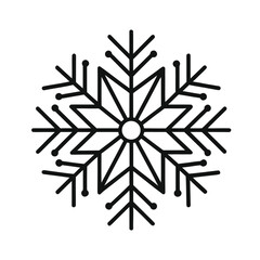 Geometric snowflake icon with black outline on white background