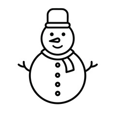 Simple line art snowman with hat and scarf