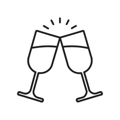 Two champagne glasses clinking together icon