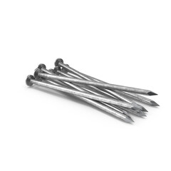 Metal Iron Nails Isolated on Transparent Background