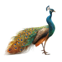 Obraz premium Vibrant Peacock with Colorful Feathers Displaying Majestic Beauty