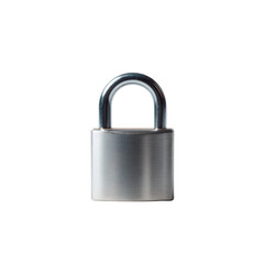 A silver padlock isolated on a white background, symbolizing security and protection. Ideal for concepts of safety, privacy, and confidentiality.