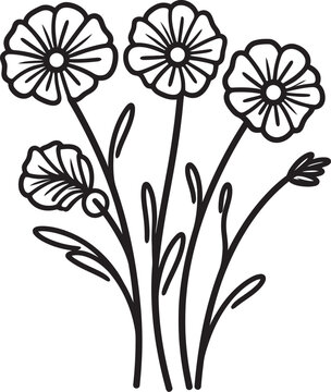 Soft Petal Wildflower Vector Black Logo Icon Modern Design Soft Petal Wildflower Vector Black Logo Icon Elegant Lines