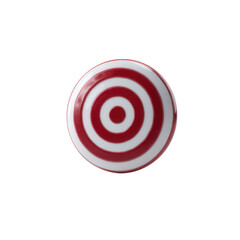A simple yet striking image of a circular object featuring bold red and white concentric circles, perfect for graphic design or creative projects on a clean white background.