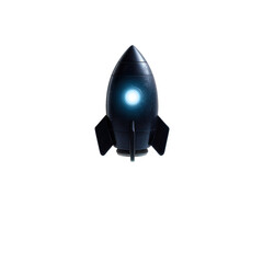 A sleek black rocket design with a blue light, symbolizing innovation and exploration in space. Ideal for tech and space-related themes.