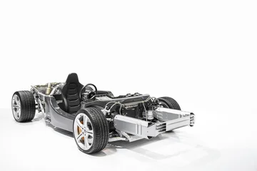 Gordijnen Formule 1 Formula one car engine detail isolated on white background.  © funfunphoto