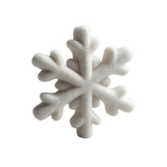 A soft, felt snowflake with intricate details, showcasing its unique shape and texture against a white isolated background.