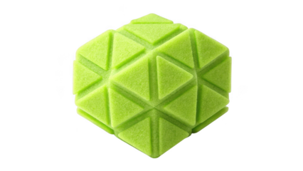 Geometric green object isolated on transparent background