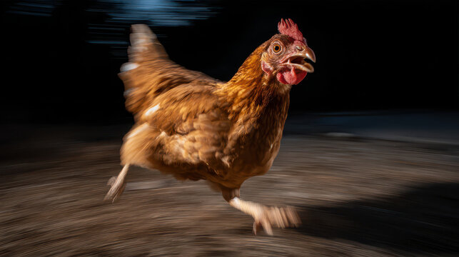 Chicken Running Towards the Camera Blurred Motion