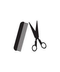 scissors and comb icon, vector best flat icon.