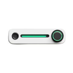Sleek Modern Device with Circular Button and Green Light Indicator