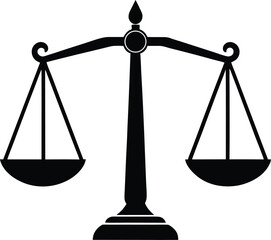 Beautiful Black Law Scale Vector Illustration Silhouette