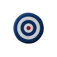 A vibrant target design featuring concentric circles in blue, white, and red, isolated on a white background, perfect for sports and game-related articles.