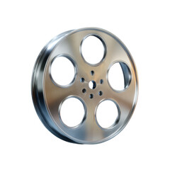 A vintage film reel on a white isolated background, symbolizing the classic era of cinema and storytelling through film.