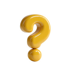 A vibrant yellow question mark symbol representing curiosity and inquiry, isolated on a white background.