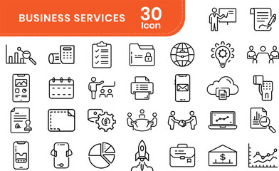 Set of Public Services related icons editable stroke. Minimalist thin linear web icon set. Line icons related to public utilities. Gas, electricity, water, heating.
