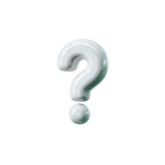 A white, three-dimensional question mark symbol, isolated on a transparent background, representing curiosity, inquiry, and search for answers.