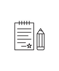 paper with pencil icon, vector best line icon.