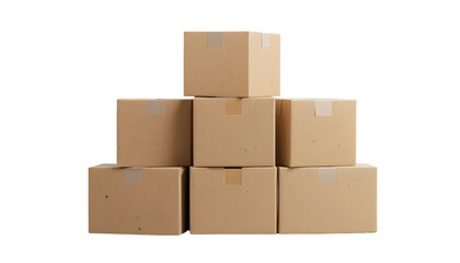 Stacked Cardboard Boxes on Transparent Background &ndash; Warehouse Packaging PNG Mockup.
