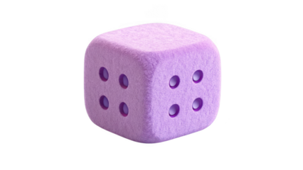 Purple six sided die isolated on transparent background
