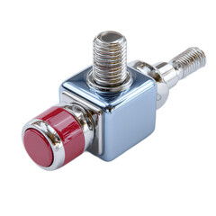 Chrome Valve with Red Button and Metal Threaded Connector