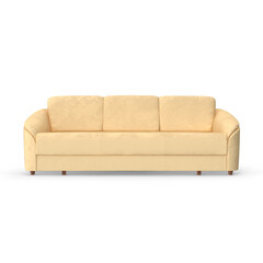 Beige Fabric Sofa Isolated on Transparent Background