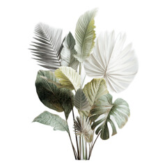 Tropical Botanical Arrangement with Various Leaf Shapes and Colors