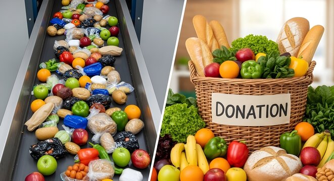 Food Waste Reduction Concept with Fresh Produce Sorted for Donation