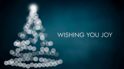 Abstract Christmas tree silhouette with bokeh & whitespace. Easily editable.