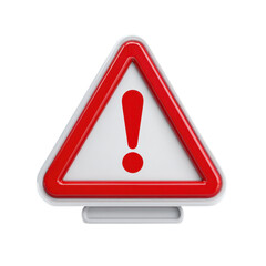 Warning Signal Icon with Exclamation Mark in Red Triangle Design