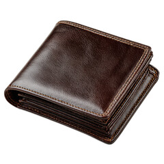 Elegant Brown Leather Wallet on a White Background