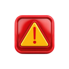 Red Warning Alert Sign with Yellow Triangle Icon on White Background