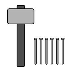 set of icons for craftsman tools, in the form of a hammer and nails