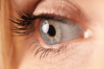 Macro view of woman with beautiful eyes