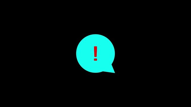 Warning Sign red  Exclamation Mark cyan color massage box inside . Animated Danger Warning. exclamation mark icon Animation of a danger, Warning symbol attention with alpha channel. 