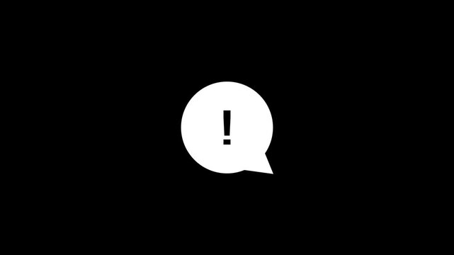 Warning Sign black Exclamation Mark White color massage box inside . Animated Danger Warning. exclamation mark icon Animation of a danger, Warning symbol attention with alpha channel. 4k video.