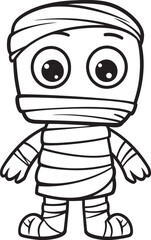 Obraz premium Vector Icon of Standing Mummy with Full Bandage Wrap Standing Mummy Wrapped in Detailed Bandage Strips Vector Icon