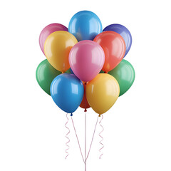 3D birthday party balloon with string vibrant color PNG