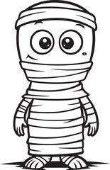 Vector Icon of Standing Mummy with Full Bandage Wrap Standing Mummy Wrapped in Bandages Vector Black Icon