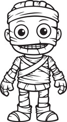 Vector Icon of Standing Mummy with Detailed Bandage Wrap Standing Mummy Wrapped in Bandages Vector Black Logo