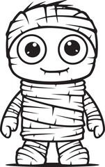 Standing Mummy Covered in Bandages Vector Black Icon Design Vector Logo of Standing Mummy with Detailed Bandage Wrap