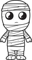 Vector Logo of Standing Mummy Wrapped from Head to Toe Standing Mummy Wrapped in Cloth Bandages Vector Black Icon