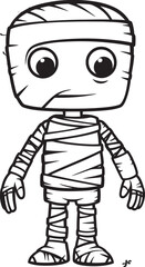 Standing Mummy Fully Wrapped in Bandages Vector Black Logo Black Vector Logo Icon of Standing Mummy with Bandage Wrap