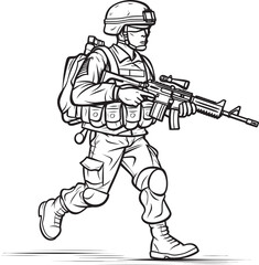 Soldier Carrying Rifle Vector Black Logo Woman Face Floral Design Vector Black Logo Icon