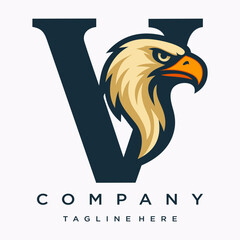 Letter V Eagle Logo Designs