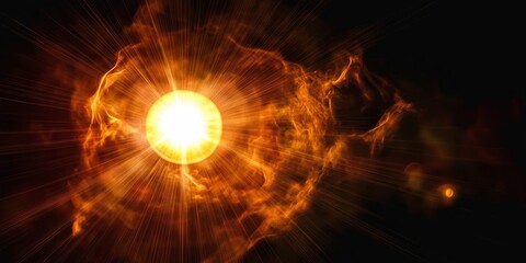 Fototapeta premium Radiant Sunlight Illuminating the Sky with Bright Flare and Energetic Solar Explosion in Space