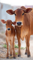 Heartwarming Cow and Calf Scene Natural Light
