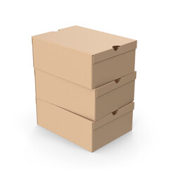 Stack of Cardboard Shoe Boxes Isolated on Transparent Background